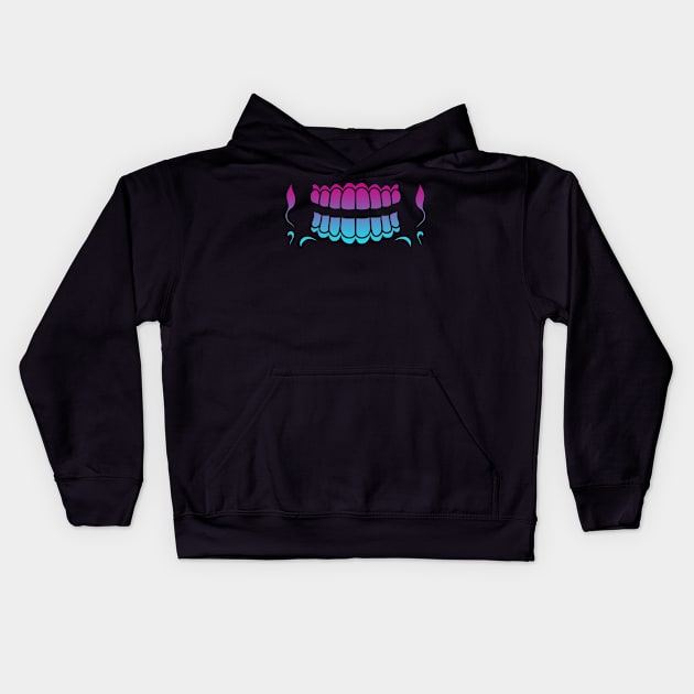 Sugar Skull Festive Simple Wide Print Jaw Vaporwave Kids Hoodie by aaallsmiles